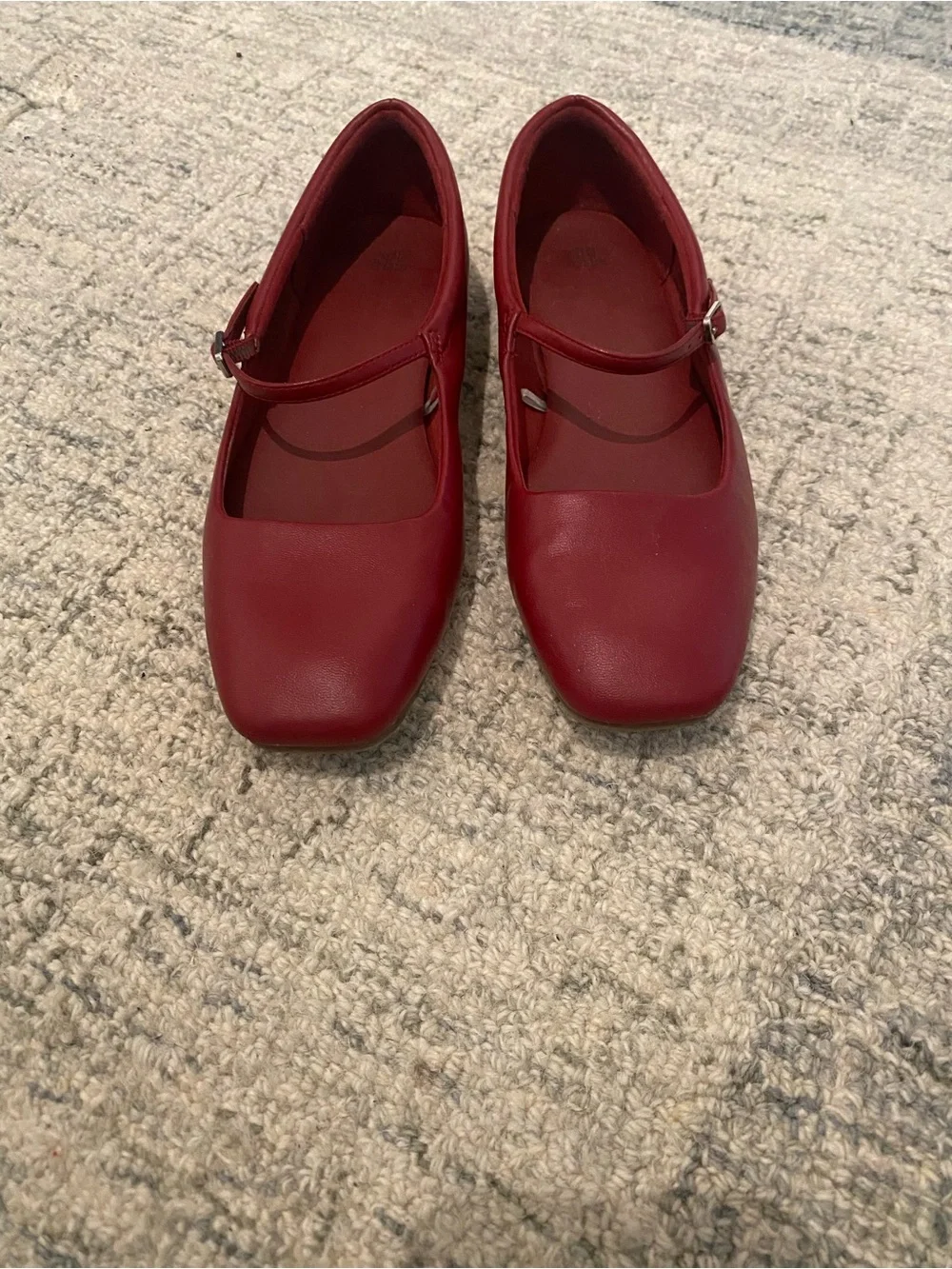 Women's Red Mary Jane Flats - Classic Strap Style
